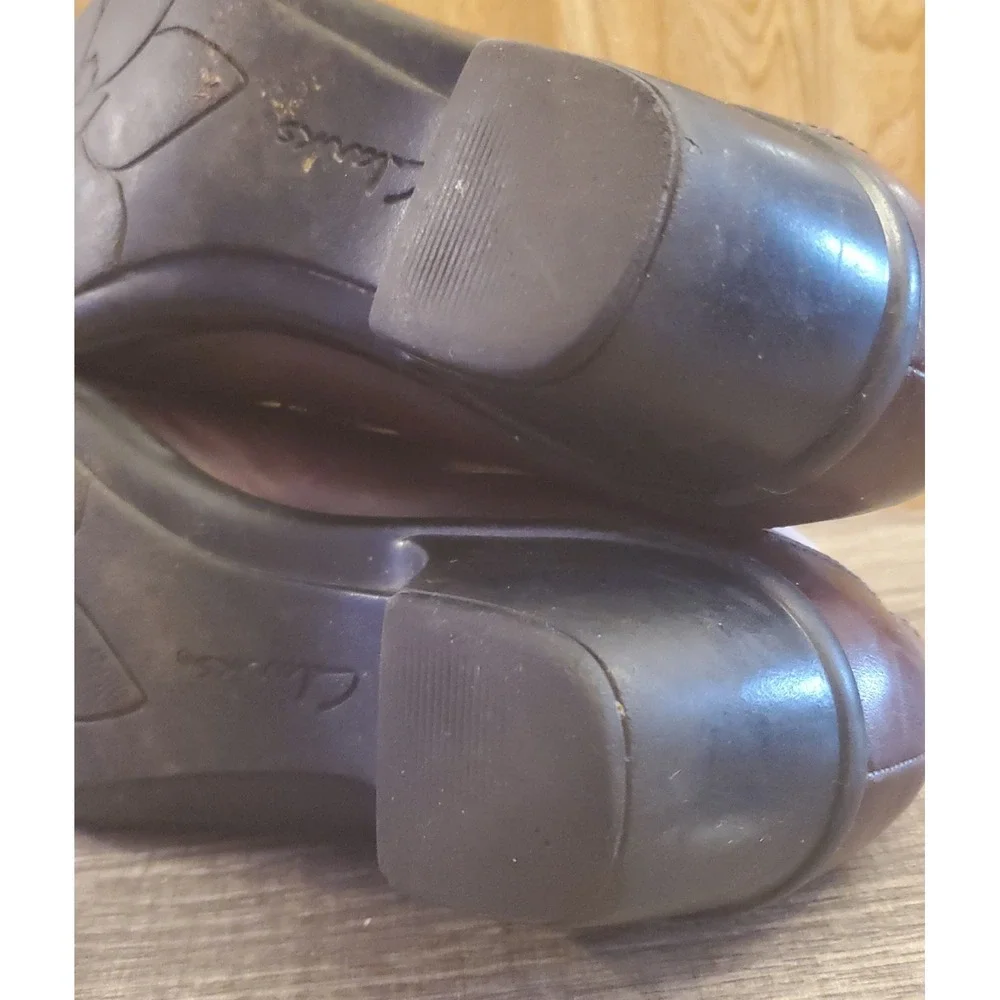 Clarks Partridge Leather Slip On Wedge Shoes Womens Size‎ 9 Brown